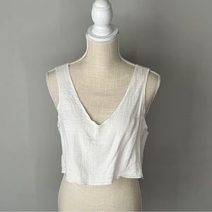 Urban Outfitters White Muslin Cropped Top